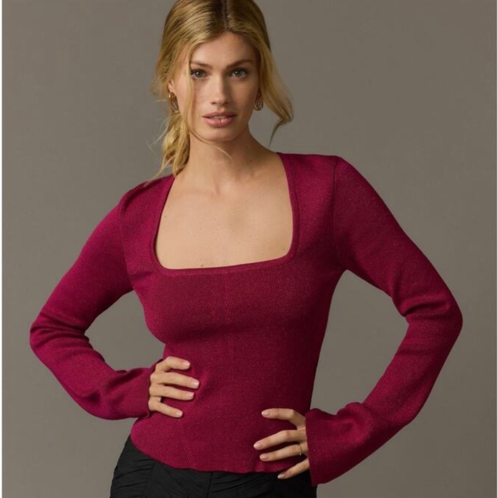 Anthropologie Burgundy Sweater
